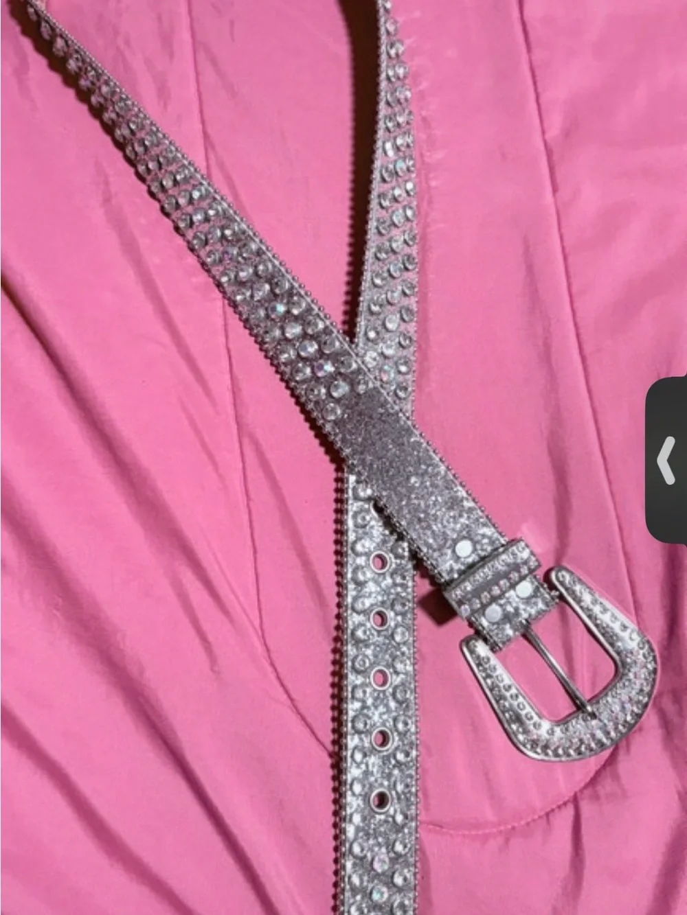 Rhinestone Studded Silver Belt - Women's Accessory